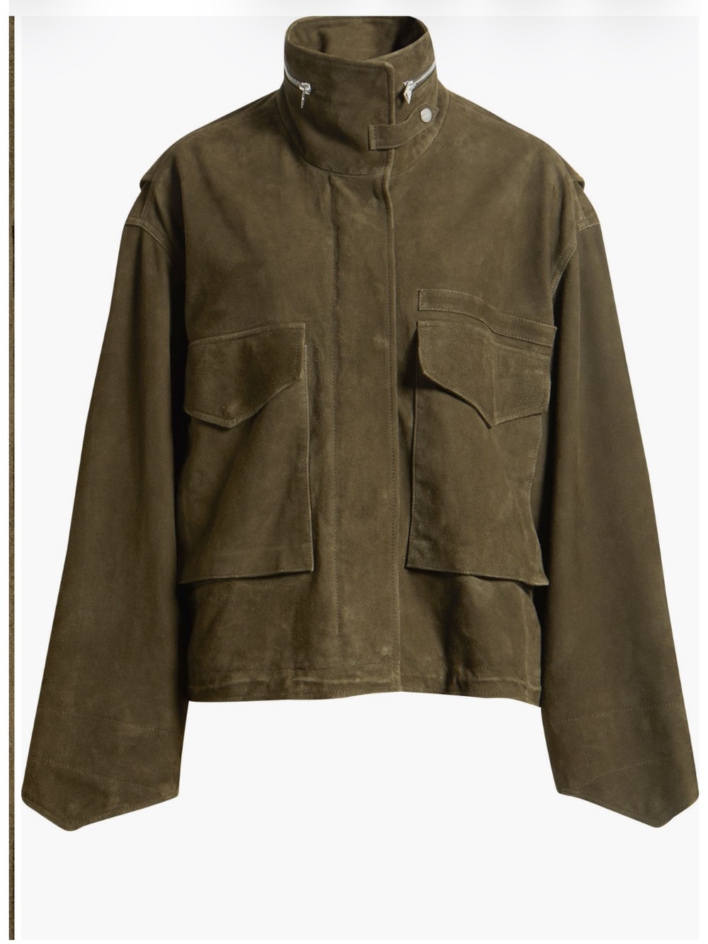 AllSaints Clay Suede Jacket Khaki Green